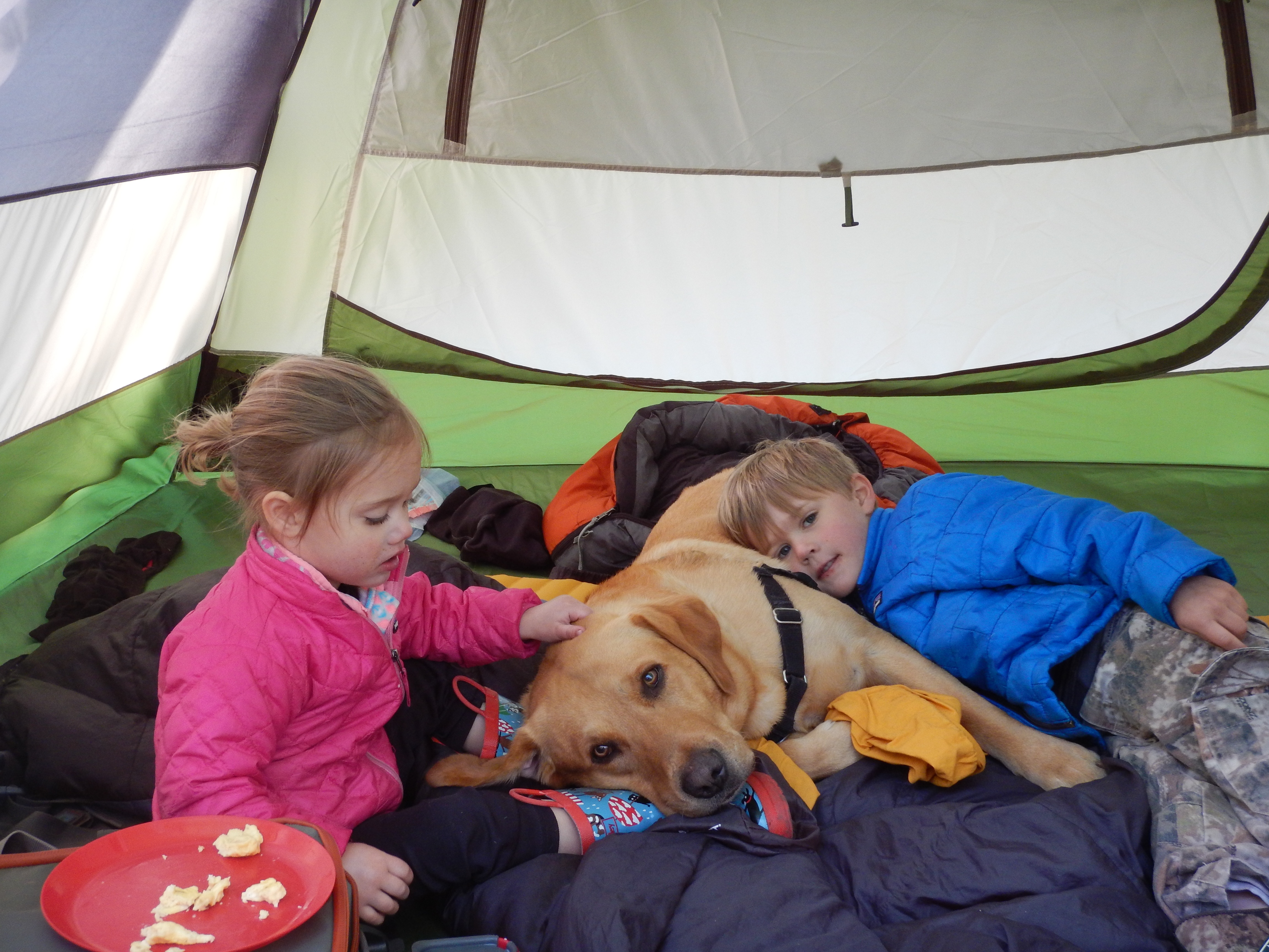 camping with kids in tent