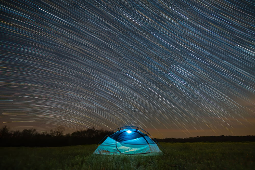 Jon Whitaker, Scenic Star Trails Over Tent in Tuscaloosa